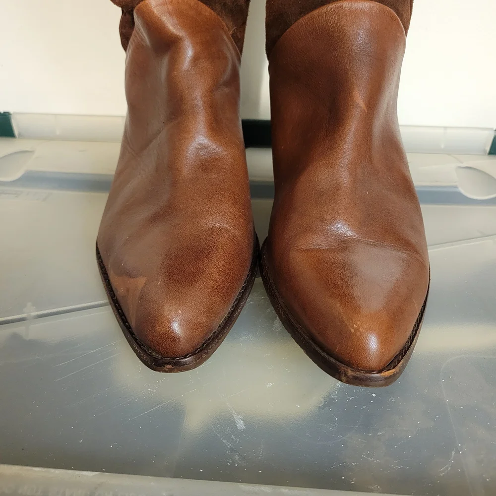 Pazzo Brown Western Leather Boots Size 10 Cowboy Style Pull Distressed Leather - Picture 4 of 9